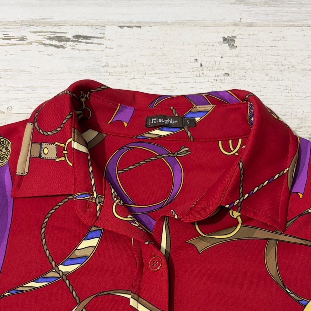 J. McLaughlin Betty Red Button Down Size Small - Picture 5 of 10